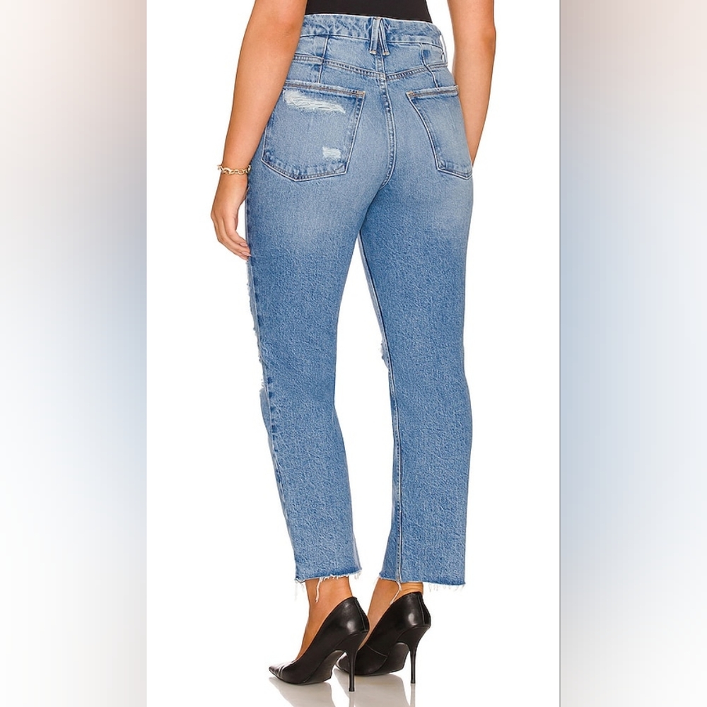 Good American Good Icon Festival Rips Straight Crop NWT Denim Jeans 2 26 - Picture 4 of 16